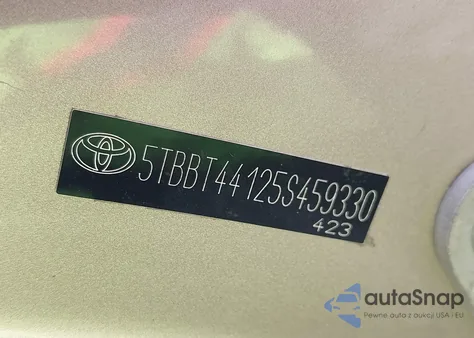 2005 Toyota Tundra Sr5 V8 z USA, uszkodzony, nr VIN 5TBBT44125S459330